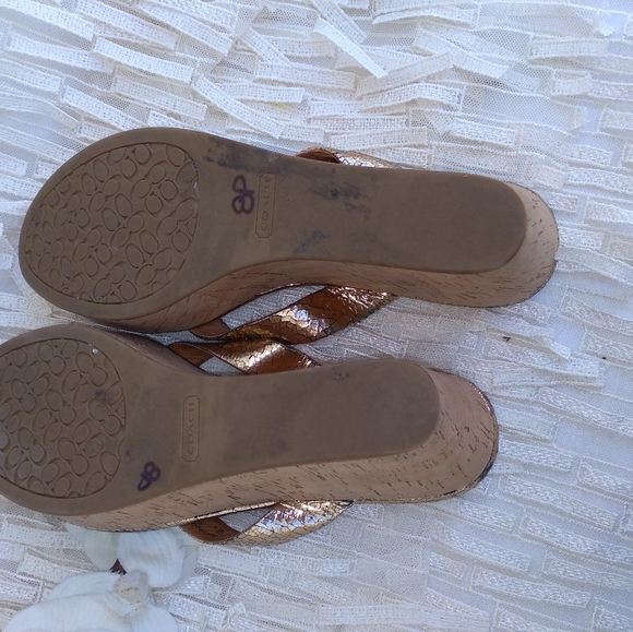 Coach Gold Foil Wedges - Picture 6 of 8